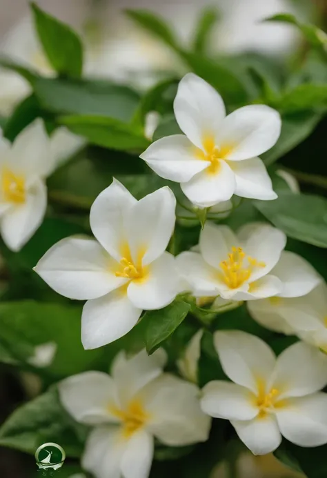 A jasmine flower usually has petite flowers，The petals are mostly pure white or yellowish in color，Exudes a captivating fragrance。The flowers are shaped like small stars，It consists of four to five petals，The valve margins are wavy，Slightly turned outward。...