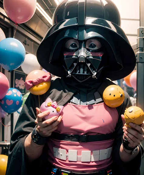 Darth Vader has a hello kitty birthday party