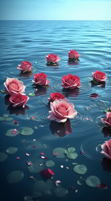 Roses floating in the water，There are petals on the surface, Beautiful wallpaper, beautiful iphone wallpaper, Beautiful nature, very beautiful photograph of, Beautiful water, Wallpaper phone, rosette, Beautiful flowers, amazing wallpapers, rosses, Beautifu...