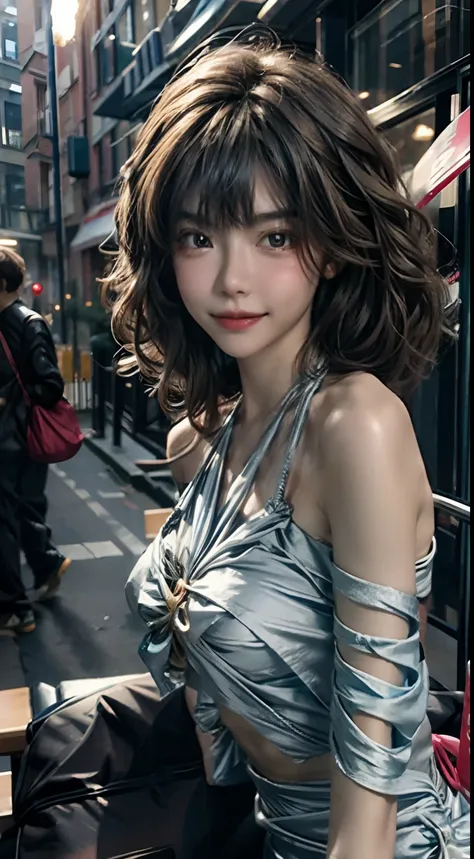 cropped shoulders, asiagirl, ssmile, Big waves，long whitr hair，curlies, atmospurate, self-assured, （Fidelity：1.5）, one-girl, perfect bodies, Smaller chest，（best qualtiy）, ultra - detailed, Ultra photo realsisim, Octane renderer, HighDynamicRange, (hdr), 32...