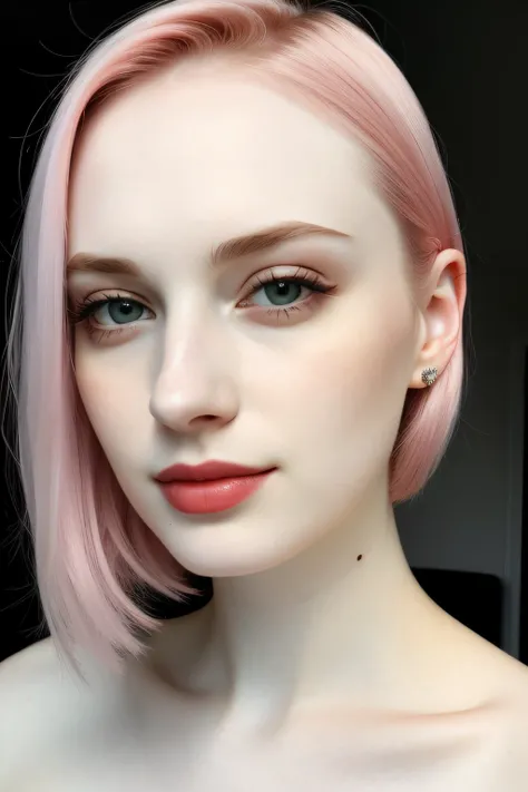 1beautiful woman, pale skin, thin lips