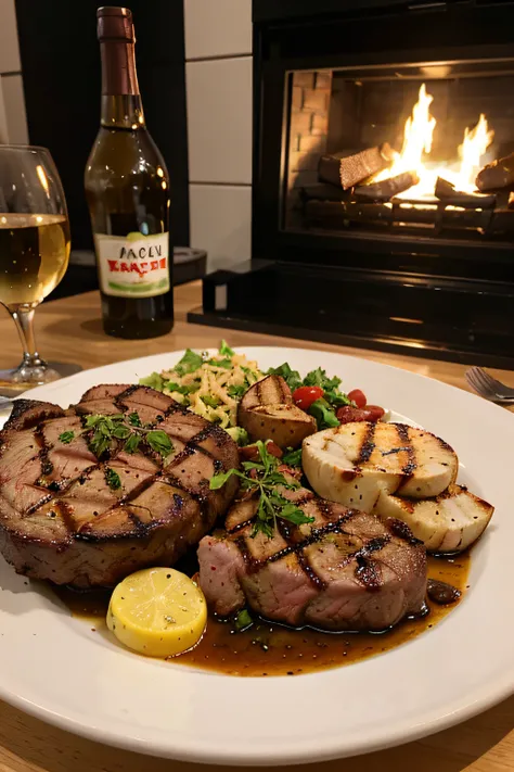 An image of a keto dinner with grilled steak, aspargos e manteiga derretida por cima.