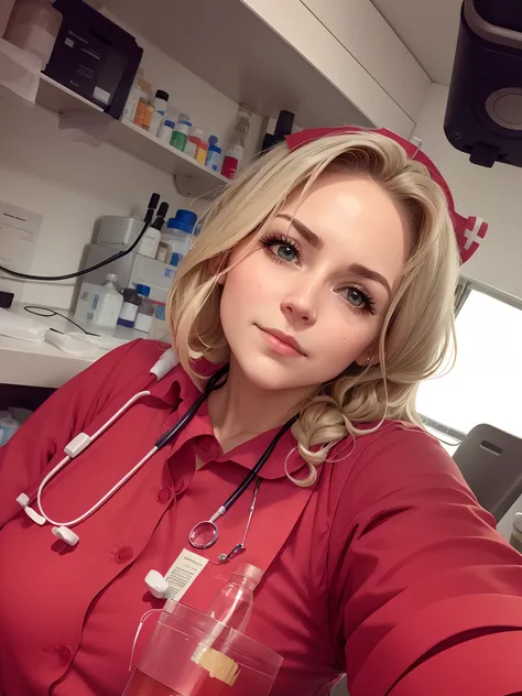 Nurse putting medicine in a bag of serum in a dark room