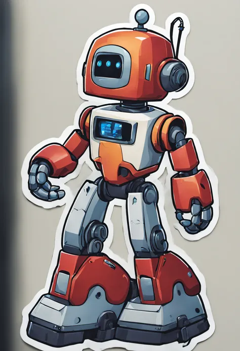 a sticker，1 Harbour Plaza Robot，simple backgound，