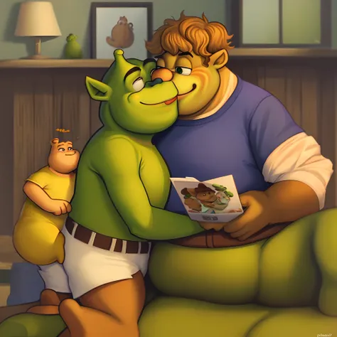 garfield and shrek kissing