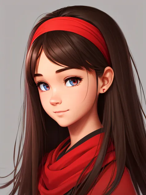 Semi-realistic style girl,red headband,in the style of 32k uhd,disney animation,detailed facial features --auto