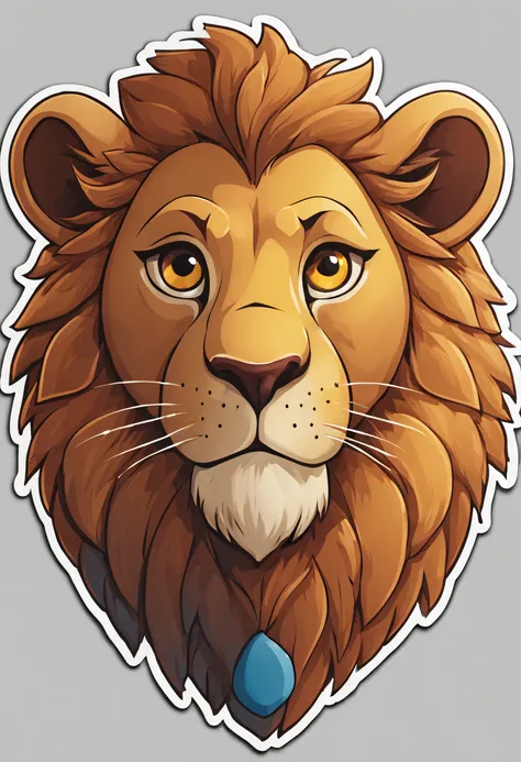 a sticker，1 Lion，simple backgound，