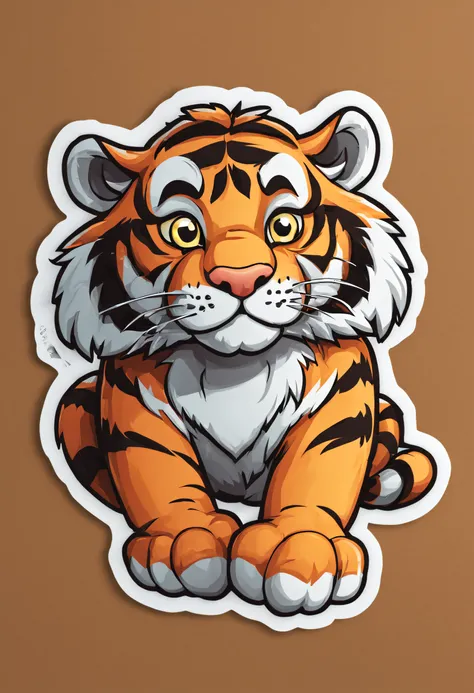 a sticker，1tiger，simple backgound，