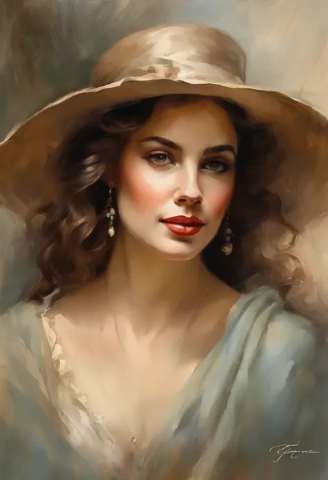 (best quality,highres,realistic:1.37),a portrait of a 25 year old woman,John Singer Sargent style, with vibrant brush strokes, soft lighting, and intricate details, capturing her natural beauty and elegance, elaborately rendered facial features, such as ca...