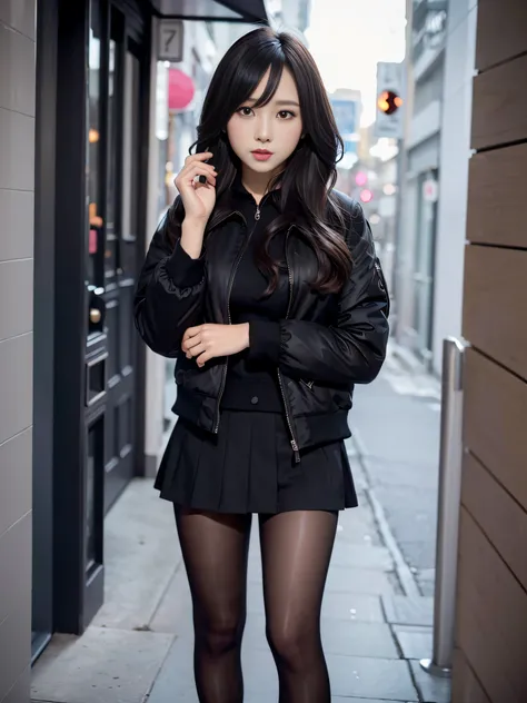 Charming beauties、black pantyhose、jaket、Black tight skirt、beauty legs、Dyed in darkness、lacy fabric