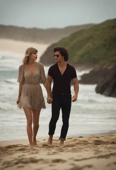 Taylor alison swift e hary styles em uma praia