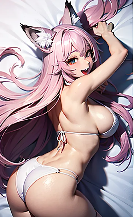 16K Ultra High Definition Top Quality Glamorous Fox Girl、ultra gigantic tits、Super big ass、Super Detail Super Real Body。Oil for the body、the body is shiny、maikurobikini、Micro T-back、Daupharsal Makeup、Very long lashes、Two white fox ears、Glossy detailed hair...