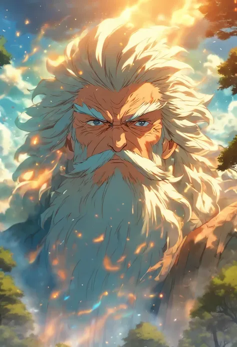 (((old man)) best quality, very high resolution, 4K detailed CG, masterpiece, Stribo, cloud, sky, Slavic mythology, forest, aesthetics, beautiful image, centered on screen, full body