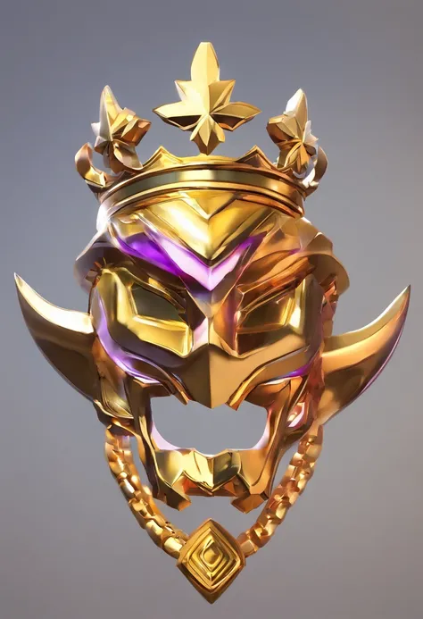 A logo for LoaD MU Online a fantasy MMORPG, style: Game medallion with closeup of metal human head with crown,Hearthstone art style,Hearthstone conceptual arte, riot conceptual art, league of legends style, iconic character splash art, League of Legends cr...