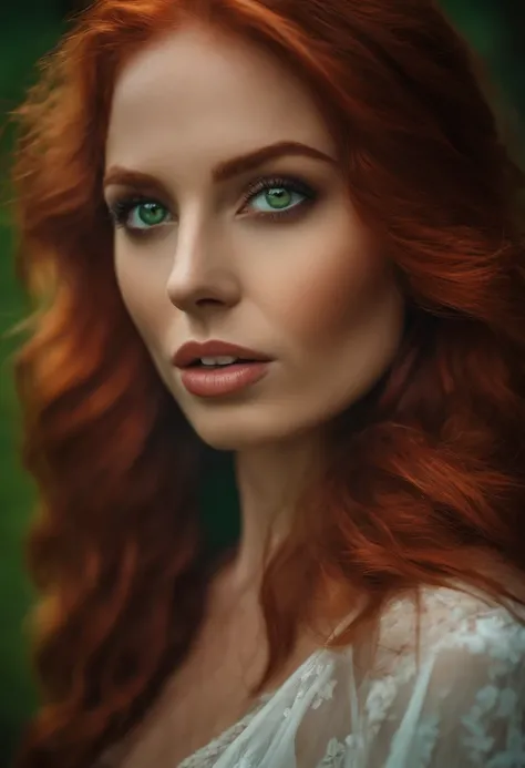 Red-haired woman with green eyes