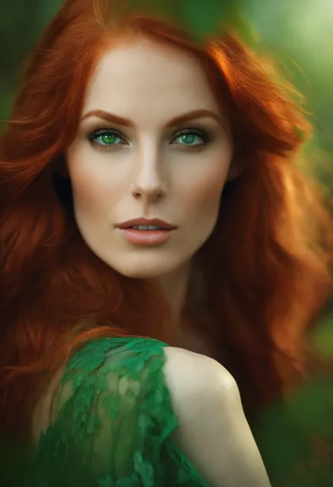 Red-haired woman with green eyes