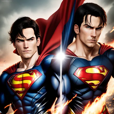 Create the image of a Superman versus Captain Homeland showdown