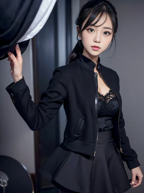 Charming beauties、panthyhose、jaket、Black tight skirt、beauty legs、Dyed in darkness、lacy fabric