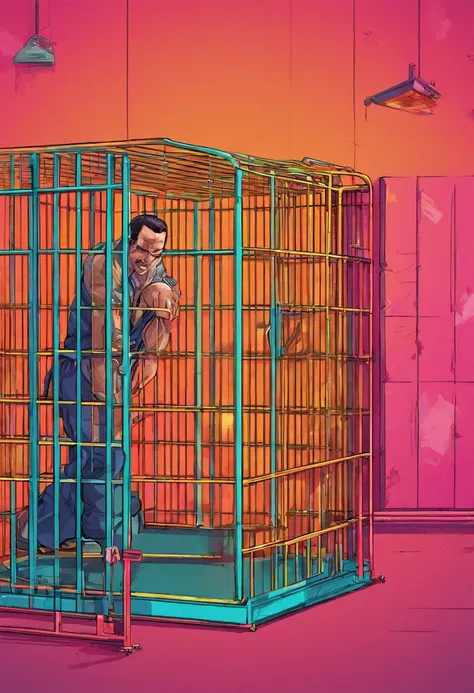 A Man in a Cage with the Door Open Generate artwork , vitromorfismo