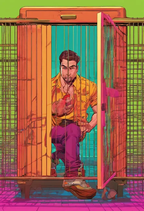 A Man in a Cage with the Door Open Generate artwork , vitromorfismo