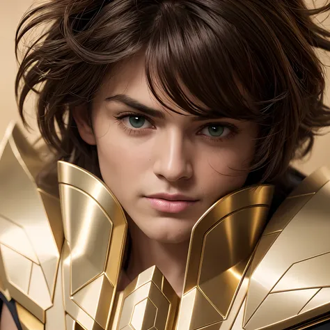 cinemactic, incrivelmente detalhado e ultrarrealista, Sagitairus aiolos de Saint Seiya. Close up. Hes wearing pretty realistic golden armor. Armadura dourada brilhante. Octane is the perfect tool to capture the softest details of this 16k photography maste...