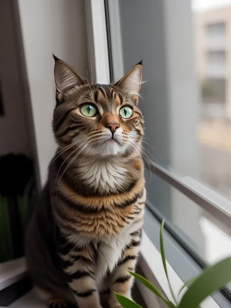 Theres a cat sitting on a windowsill looking out, Cat on a windowsill, Foto de un gato, Mirando hacia afuera, taken with sony a7r camera, Shes watching us, Tomada con Sony Alpha 9, Mirando a lo lejos, Looking away from the camera, Orgulloso mirando hacia o...