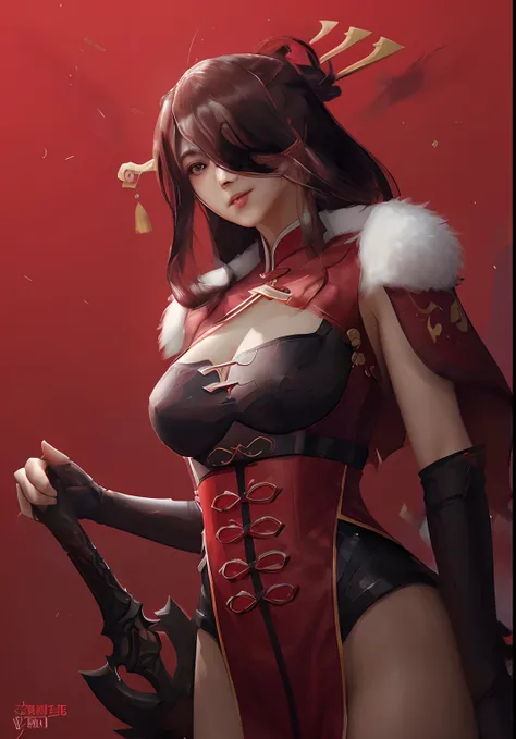 A girl in red and black outfit with a sword and a red background, extremely detailed artgerm, by Yang J, g liulian art style, by Qu Leilei, rossdraws sakimimichan, full body xianxia, wlop rossdraws, fanart best artstation, onmyoji detailed art, by Shitao, ...