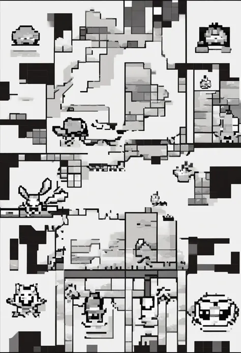 Pokemon in thick disposable diapers in the pokemon black and white style