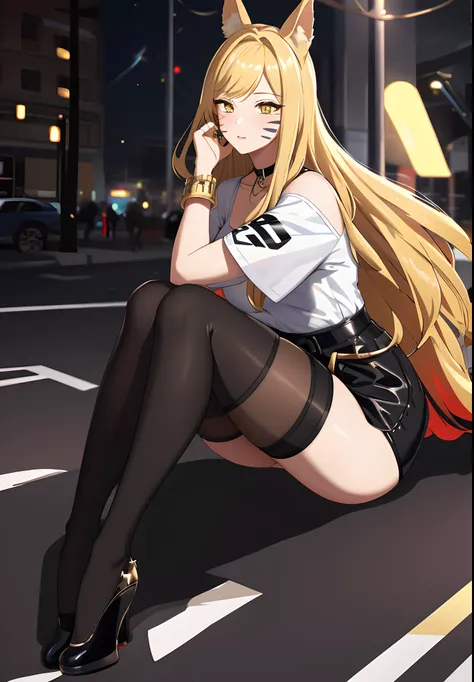 ((masterpiece)), (best quality:1.7), (detailed:1.4), (high res:1.4), 8k, (colorful:1.5), 2d, high resolution, sharped image, 4k, hd, kda_ahri_league, 1girl, (((solo))), (((blonde hair))), yellow eyes, long hair, upper body, cleavage, ((curvy body)), medium...