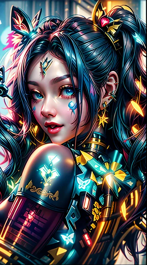 um close up de uma mulher com cabelo de borboleta e piercings, Estilo Ross Tran, Ross Tran 8 K, Loish e Ross Tran, Sem estilo Ross Tran, bela arte digital, inspirado em Ross Tran, Art not Guweiz style, Rossdraw 1. 0, Tran Ross!!!, arte digital detalhada bo...