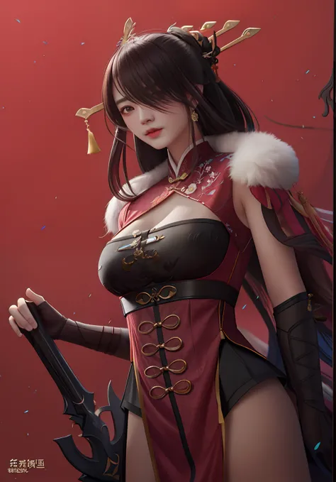 there is a woman in a corset and a sword, by Yang J, inspired by Wang Meng, by Russell Dongjun Lu, by Leng Mei, trending on cgstation, inspired by Pu Hua, inspired by Wu Bin, full body xianxia, ruan jia and artgerm, inspired by Du Qiong, inspired by Feng Z...