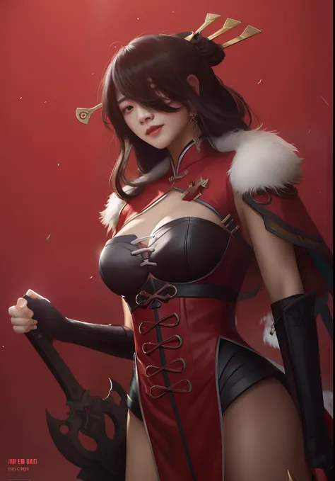 there is a woman in a corset and a sword, by Yang J, inspired by Wang Meng, by Russell Dongjun Lu, by Leng Mei, trending on cgstation, inspired by Pu Hua, inspired by Wu Bin, full body xianxia, ruan jia and artgerm, inspired by Du Qiong, inspired by Feng Z...