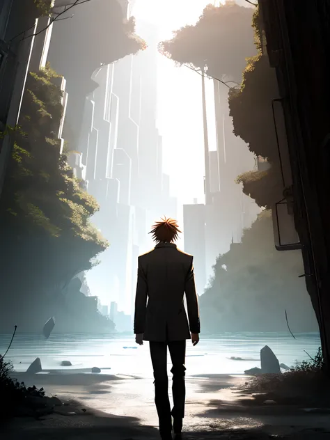 Light Yagami, back view, on an island