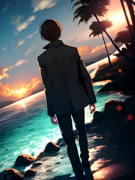 Light Yagami, back view, on an island