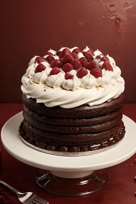 Create a Chocolate Raspberry Cake image to use in a YouTube video.