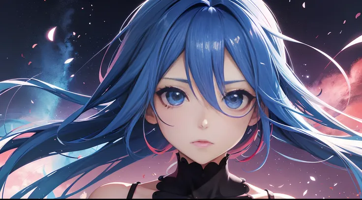 Menina anime com cabelo azul e colete vermelho com olhos azuis, estilo anime 4K, Anime Art Wallpaper 8K, arte de anime digital detalhada, badass anime 8 k, arte de anime digital, Anime Art Wallpaper 4K, Anime Art Wallpaper 4K, arte digital estilo anime, es...