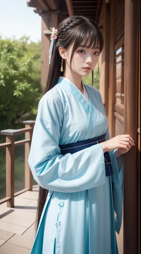 1girl in.Solo,Hanfu,Chinese clothing,(backfacing:1.2),photograph, masutepiece, photorealisim,Best Quality, 超A high resolution, Raw photo, photo shot, Professional, Amazing detail, Colorful, surrealism, masutepiece, Best Quality, nffsw, point of view, Highe...