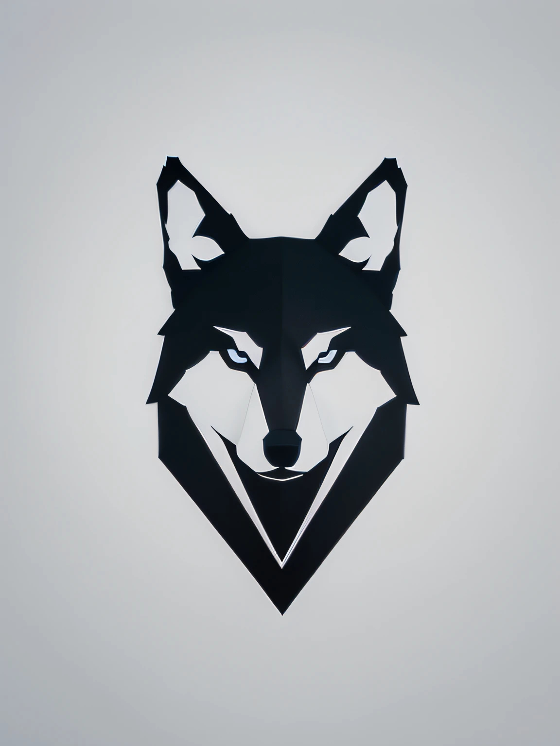 one wolf minimalist geometrical logo in black, white background