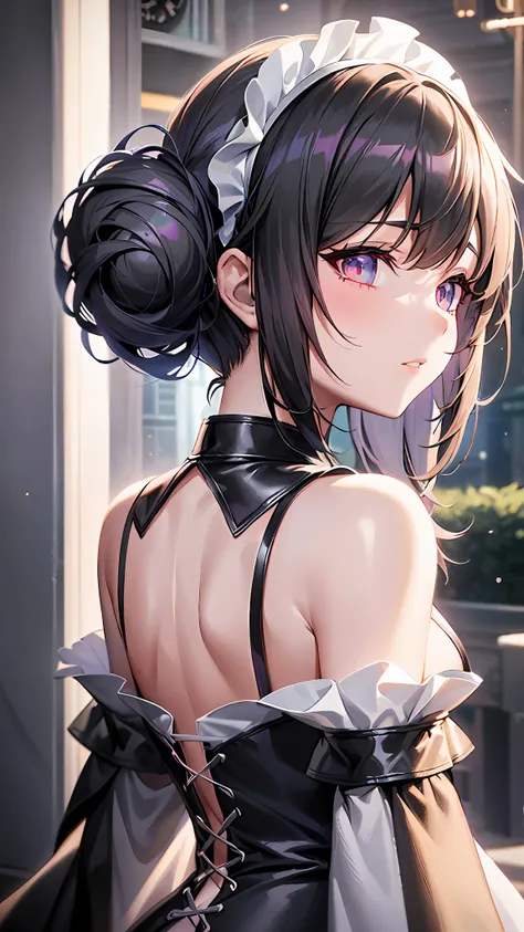 a close up of a woman in a dress with a white and black dress, gothic maiden anime girl, anime girl wearing a black dress, cute anime waifu in a nice dress, anime girl in a maid costume, an elegant gothic princess, guweiz, guweiz on pixiv artstation, guwei...