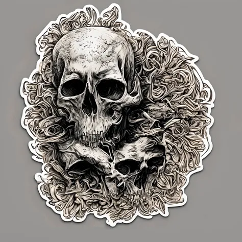 Sticker, 1 skull, psychedelic