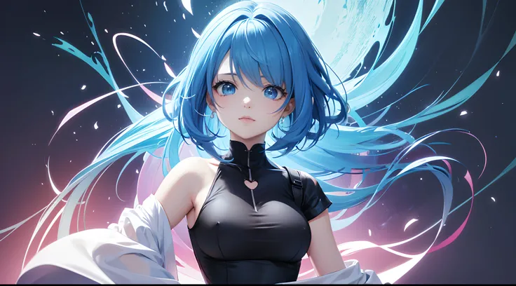 Menina anime com cabelo azul e colete vermelho com olhos azuis, estilo anime 4K, Anime Art Wallpaper 8K, arte de anime digital detalhada, badass anime 8 k, arte de anime digital, Anime Art Wallpaper 4K, Anime Art Wallpaper 4K, arte digital estilo anime, es...