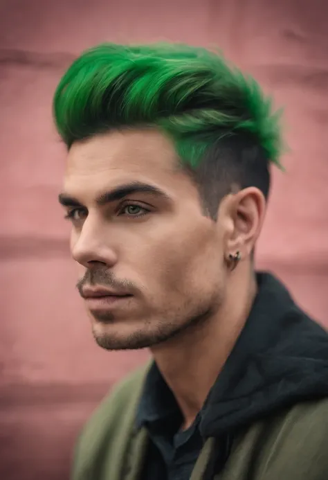 male with green and pink hair