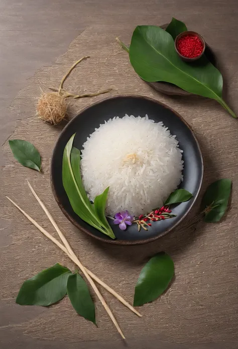 (Best quality:1.2, masterpice:1.2), vibrant, Realistic, Dramatic and dark 8K photos:1.37, ((Broken rice)) Vietnamese cuisine, nature backdrop