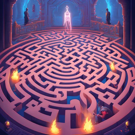 arafed image of a maze with a star in the middle, labirynth, dan mumford tom bagshaw, in the style dan mumford artwork, yuri shwedoff and tom bagshaw, beksinski and dan mumford, by Kyle Lambert, album art, bastien grivet, official poster artwork, dan mumfo...