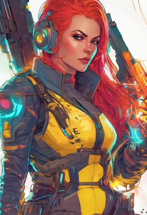 Doomtrooper Female Long Hair Redhead, White Mexican, Black and gray suit, No helmet and firearms, full bodyesbian, Fire Scenarios