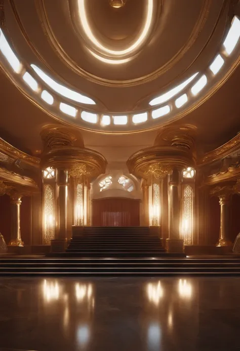 There is a large room with a staircase and a circular staircase, Palacio persa futurista, Motor irreal de CGsociety, exquisitely designed throne room, Renderizado del motor irreal, Motor Unreal 5 : :, Palacio futurista, Renderizado en Lumion, Unreal Engine...