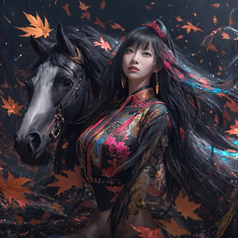 32KNSFW（tmasterpiece，k hd，hyper HD，NSFW）Flowing short hair，Backroom pond，zydink， a color，  Asian people （A unicorn）， （Silk scarf）， Combat posture， looking at viewert， Shiny black floating hair， Hanfu， Chinese clothes， longer sleeves， （abstract ink splash：1...