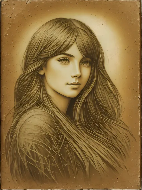 Gum Bichromate art of a beautiful lady with long hair --auto --s2