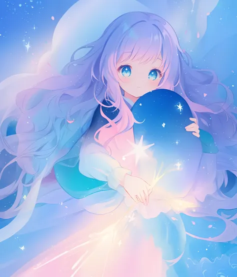 beautiful anime girl in colorful multi-layered ballgown, vibrant pastel colors, (colorful), magical lights, sparkling liquid light, colorful wavy hair, inspired by Glen Keane, inspired by Lois van Baarle, disney art style, by Lois van Baarle, glowing aura ...