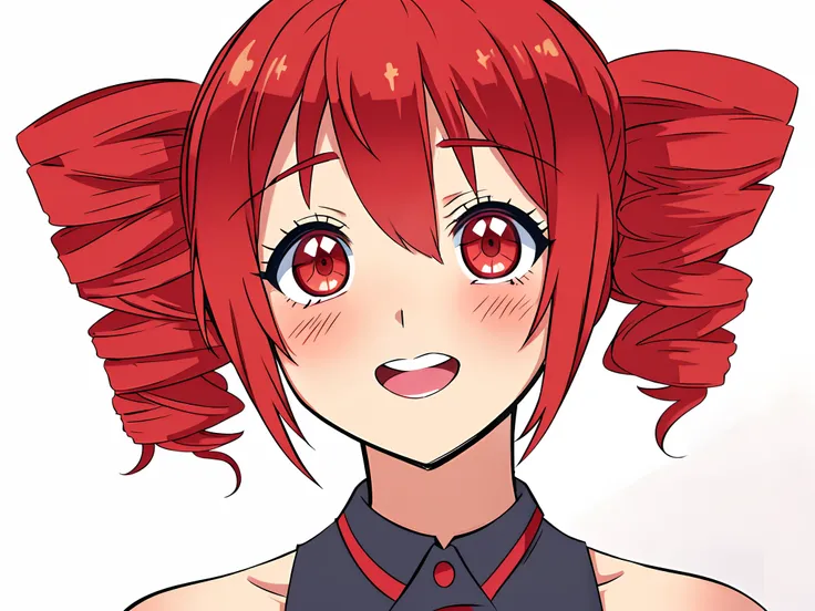 anime girl with red hair and a bow in her hair, rin, asuka, crimson red hair and red eyes, hana yata, ((red)) baggy eyes, yayoi ...